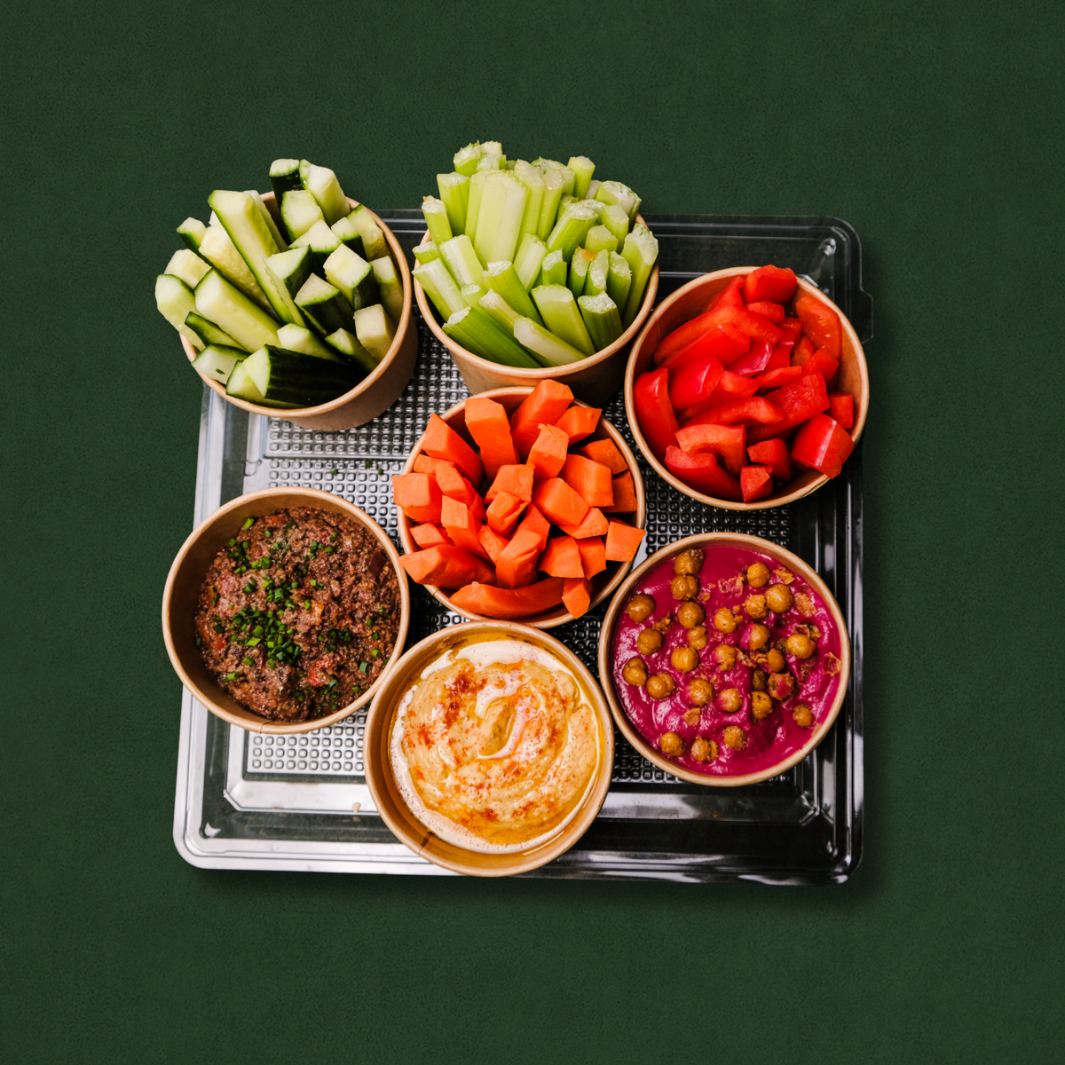 Trio de trempettes pain pita et crudités